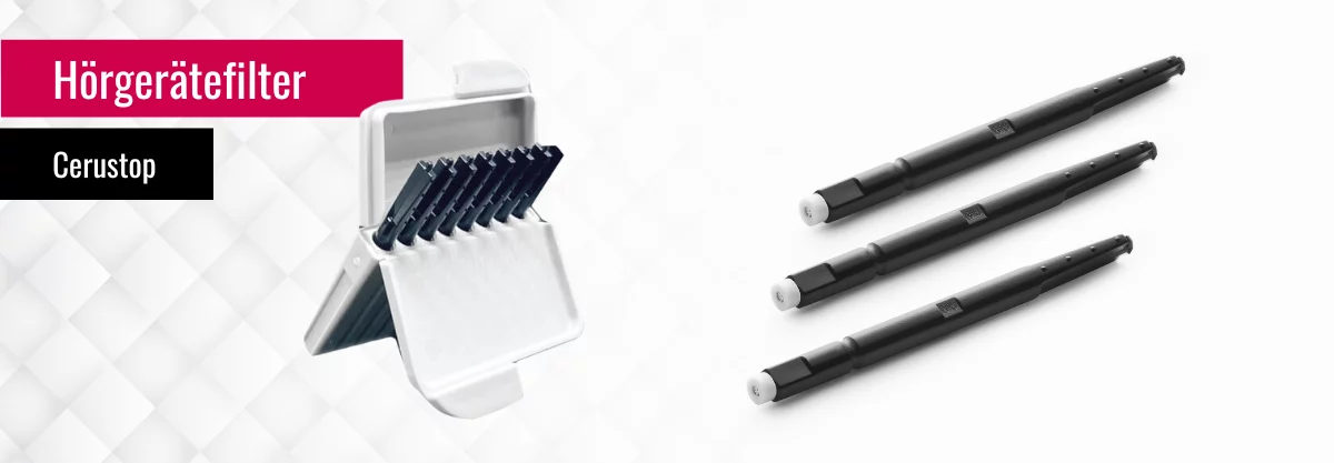 Hörgerätefilter Cerustop mit Filtereinsätzen und Aufbewahrungsbox