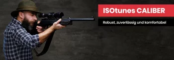 Mann mit Gewehr und Gehörschutz ISOtunes CALIBER​​​​​​​