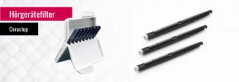 Hörgerätefilter Cerustop mit Filtereinsätzen und Aufbewahrungsbox